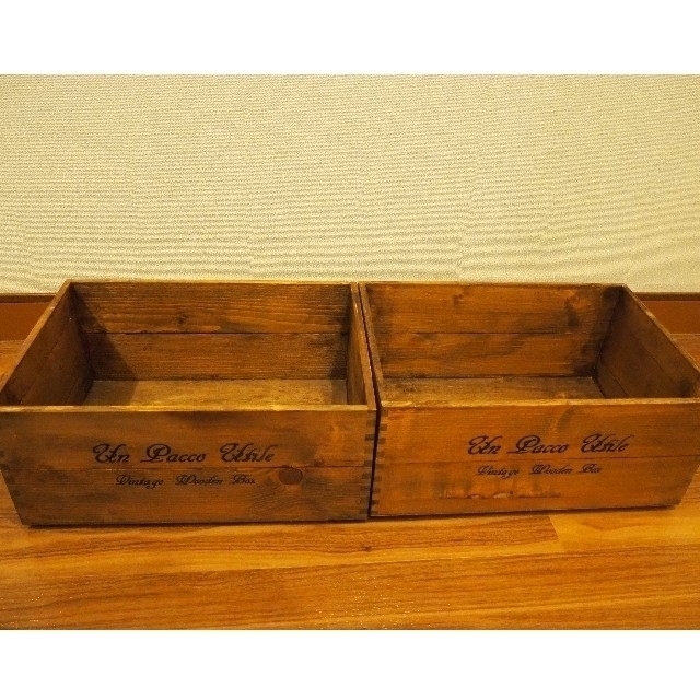 アンティーク風 ワイン木箱　ウッドボックス　2箱セット インテリア/住まい/日用品の収納家具(ケース/ボックス)の商品写真