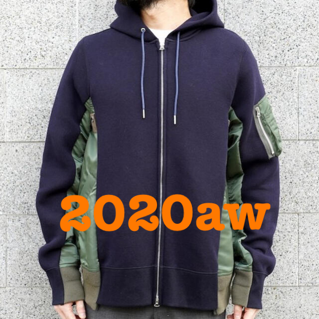 19aw sacai Sponge Sweat X Ma-1 Hoodie