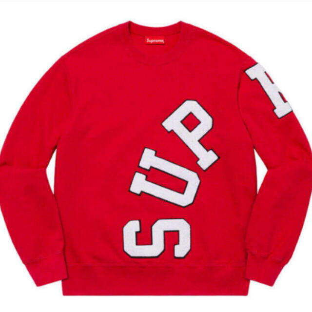 トップス新品M Supreme Big Arc Crewneck レッド 赤