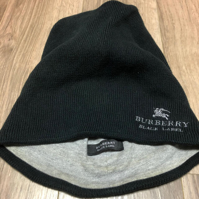 BURBERRY BLACK LABEL(バーバリーブラックレーベル)の【美品】Burberry BLACK label ニット帽(黒) メンズの帽子(ニット帽/ビーニー)の商品写真