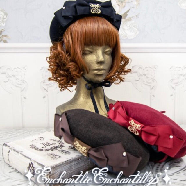 BABY,THE STARS SHINE BRIGHT(ベイビーザスターズシャインブライト)のEnchantlic Enchantilly　ロゴリボン刺繍ベレー帽　ワイン レディースの帽子(ハンチング/ベレー帽)の商品写真