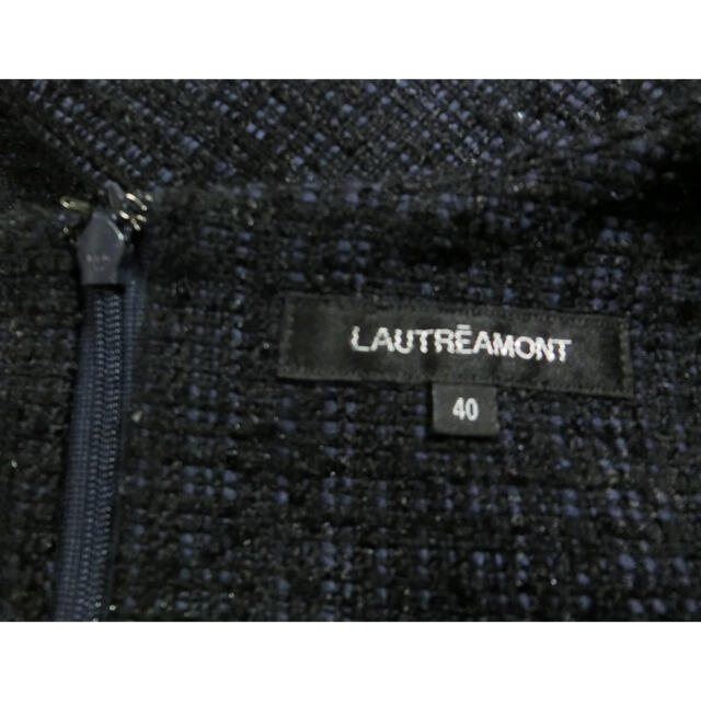 LAUTREAMONT(ロートレアモン)のLAUTREAMONT ロートレアモン　濃いネイビーでVネックのワンピース 40 レディースのワンピース(ひざ丈ワンピース)の商品写真