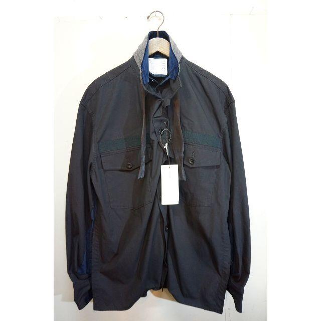 20SS Sacai サカイ FABRIC COMBO SHIRT 黒506K▲