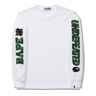 アンディフィーテッド(UNDEFEATED)のAPE X UNDEFEATED 長袖 Tシャツ ホワイト ape XXL(Tシャツ/カットソー(七分/長袖))