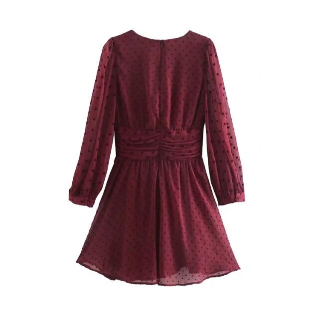 ZARA(ザラ)の🍁秋冬新作☃️2919◆red ドット チュール ワンピース レディースのワンピース(ミニワンピース)の商品写真