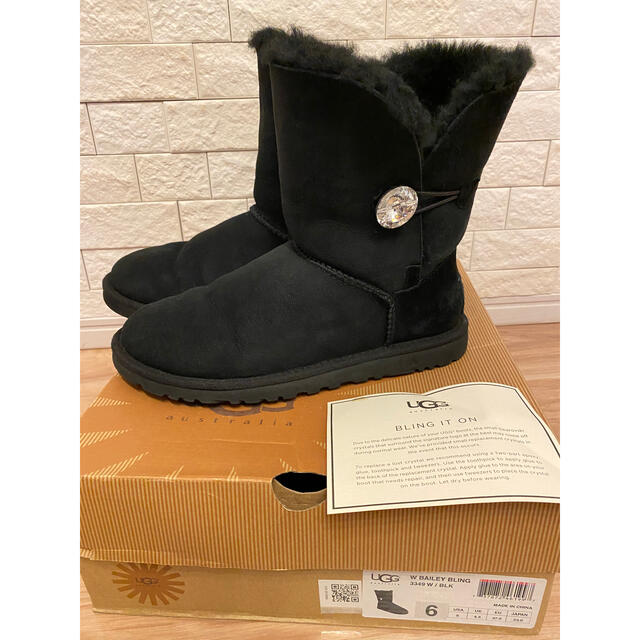 UGG ラインストーンムートンブーツ　ブラック　サイズ36 伊勢丹購入品 | フリマアプリ ラクマ