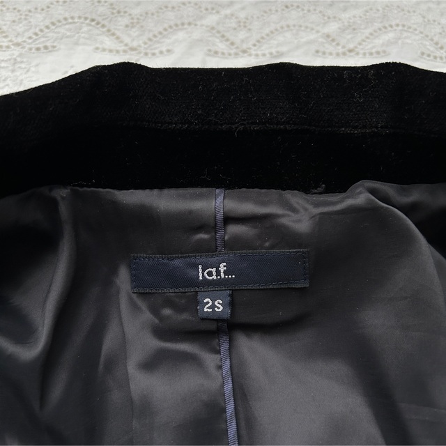 la.f...(ラエフ)の美品 la.f ラエフ 上品 ブラック ベロア ジャケット レディースのジャケット/アウター(テーラードジャケット)の商品写真