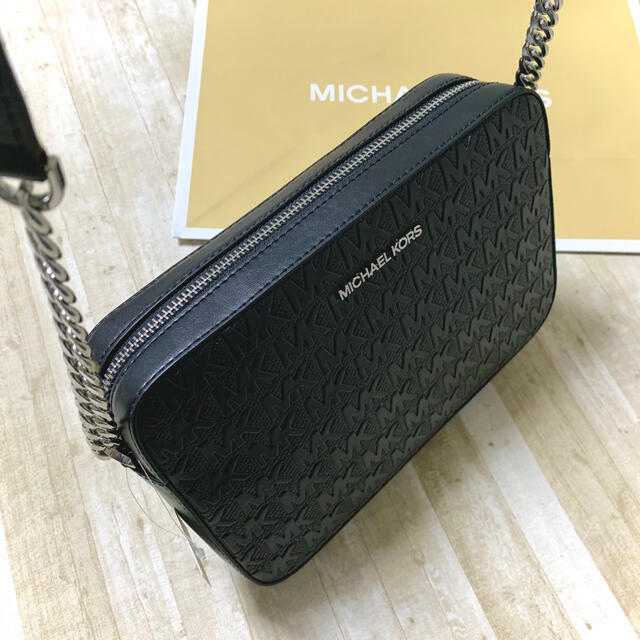 Michael Kors(マイケルコース)の新品未使用 マイケルコース ブラック レザー ボックス ロゴ ショルダーバッグ レディースのバッグ(ショルダーバッグ)の商品写真