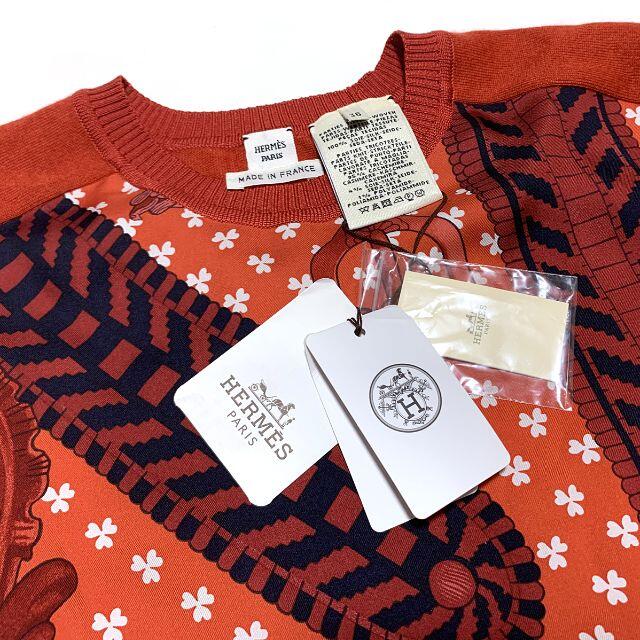 未使用 エルメス 半袖 ニット カシミア シルク スカーフ HERMES 36