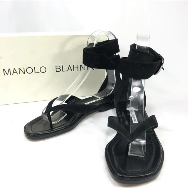 MANOLO BLAHNIK(マノロブラニク)の【未使用】値下げOK マノロブラニク アンクルストラップ フラットサンダル レディースの靴/シューズ(サンダル)の商品写真