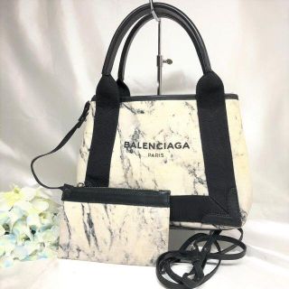 バレンシアガ(Balenciaga)のバレンシアガ　ネイビーカバス　XS　2way　レア柄(ハンドバッグ)