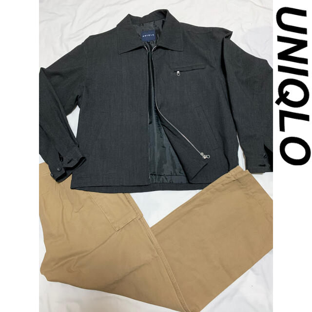 UNIQLO(ユニクロ)の　UNIQLO ユニクロ　　チャコールグレー　　ブルゾン　Ｌサイズ メンズのジャケット/アウター(ライダースジャケット)の商品写真