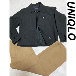 ユニクロ(UNIQLO)の　UNIQLO ユニクロ　　チャコールグレー　　ブルゾン　Ｌサイズ(ライダースジャケット)