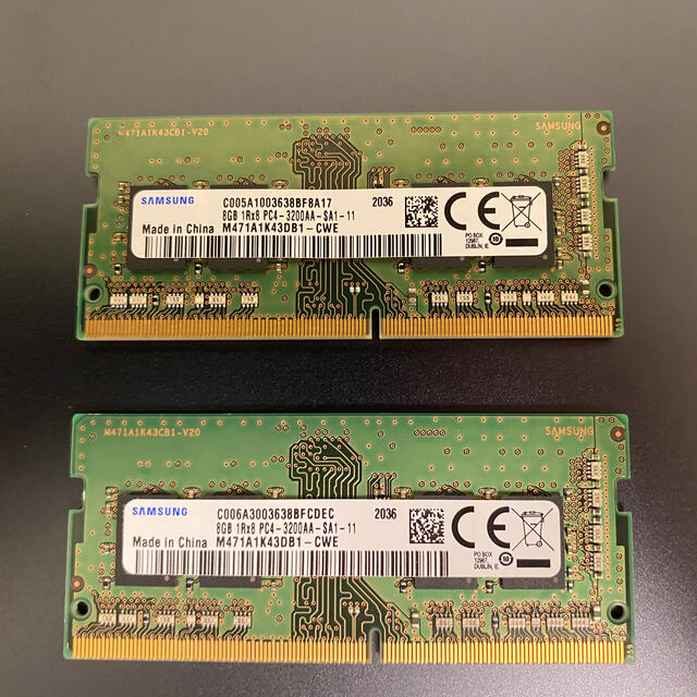 ノートPC用メモリ　サムスン製  DDR4-3200   16GB（8GB×2）