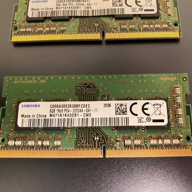 ノートPC用メモリ　サムスン製  DDR4-3200   16GB（8GB×2） 2