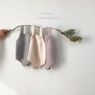 プチバトー(PETIT BATEAU)の韓国ベビー服　monbebe  ベビーニットロンパース【くすみピンク】(ロンパース)