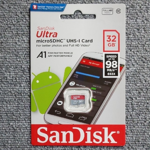 SanDisk(サンディスク)のSanDisk microSDカード 32GB（98MB/s） スマホ/家電/カメラのスマートフォン/携帯電話(その他)の商品写真