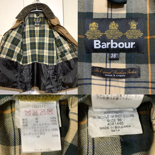 Barbour(バーブァー)のBarbour WASHED BEDALE SL 36 ピンバッジ付 バブアー メンズのジャケット/アウター(ミリタリージャケット)の商品写真