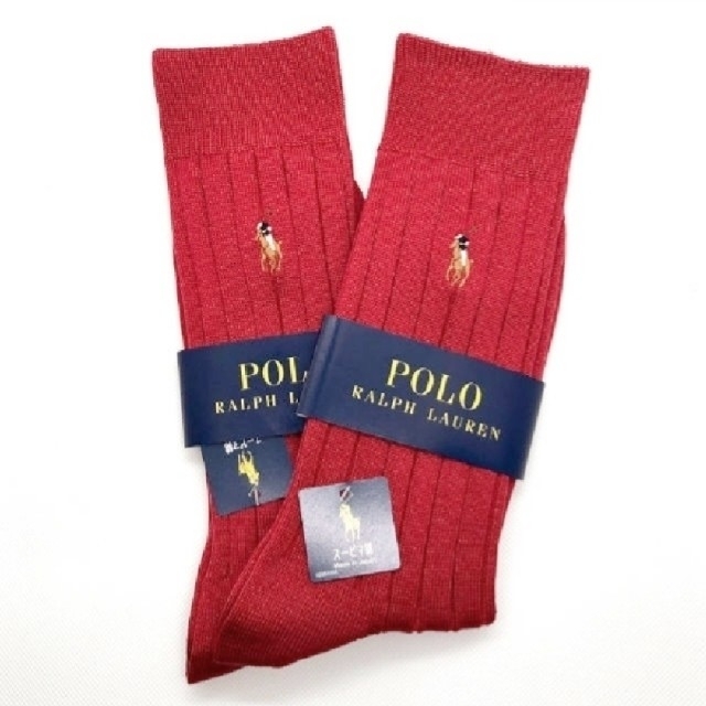 POLO RALPH LAUREN(ポロラルフローレン)のポロ・ラルフローレン カジュアル ソックス 靴下 25-27cm レッド メンズのレッグウェア(ソックス)の商品写真