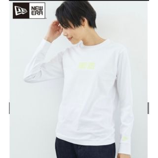 ニューエラー(NEW ERA)の【NEW ERA】美品ネオンイエローロゴ ロンTシャツ 白TホワイトXSサイズ(Tシャツ(長袖/七分))