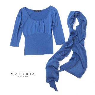 マテリア(MATERIA)のMATERIA マテリア　ストール付き◎微ラメ ストレッチニット(ニット/セーター)