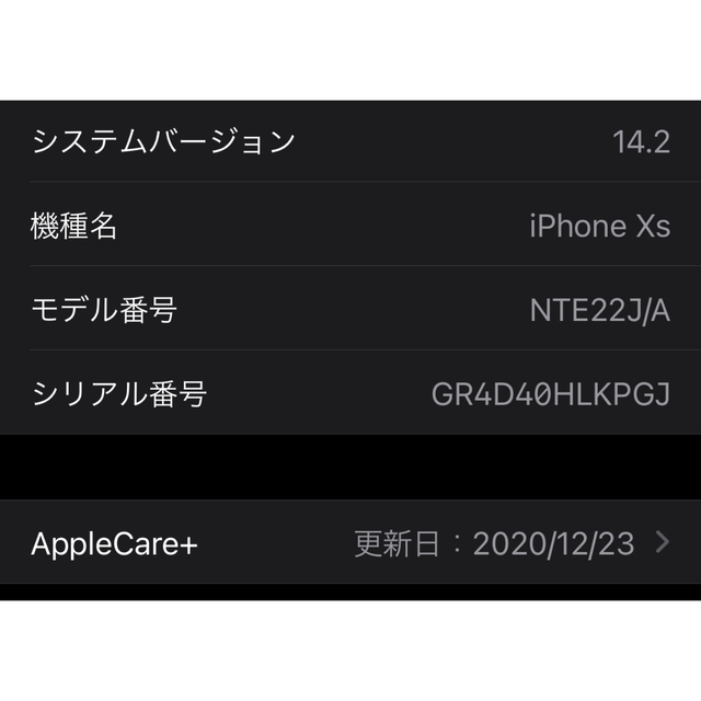 バッテリー 100%、AppleCare付き Xs 256 GB SIMフリー