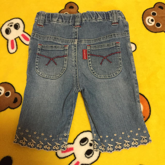 3can4on(サンカンシオン)のサンカンシオン裾刺繍ハーフパンツ 90 キッズ/ベビー/マタニティのキッズ服女の子用(90cm~)(パンツ/スパッツ)の商品写真