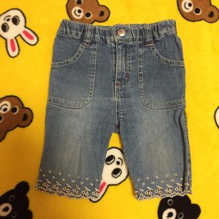 サンカンシオン(3can4on)のサンカンシオン裾刺繍ハーフパンツ 90(パンツ/スパッツ)