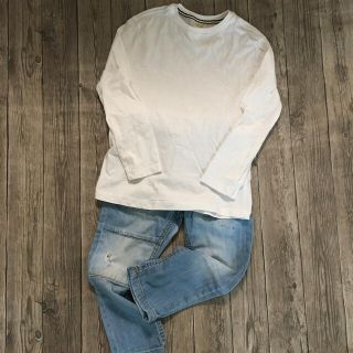 ザラキッズ(ZARA KIDS)のZARA BOYS  白 無地 ロンT  116(Tシャツ/カットソー)