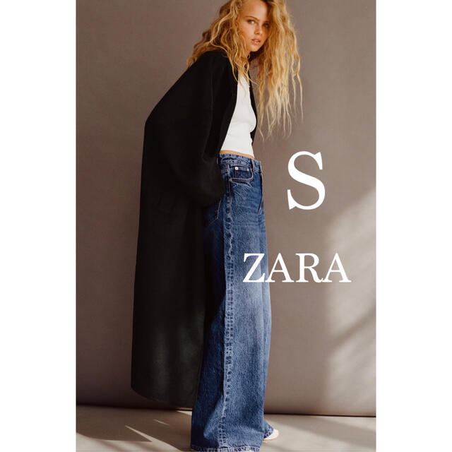 ZARA(ザラ)のZARA 今期新品未使用タグ付き ザラ オーバーサイズロングコート S ブラック レディースのジャケット/アウター(ロングコート)の商品写真