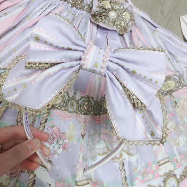 Angelic Pretty(アンジェリックプリティー)のAngelic Pretty DayDreamCarnival ラベンダー 4点 レディースのスカート(ひざ丈スカート)の商品写真