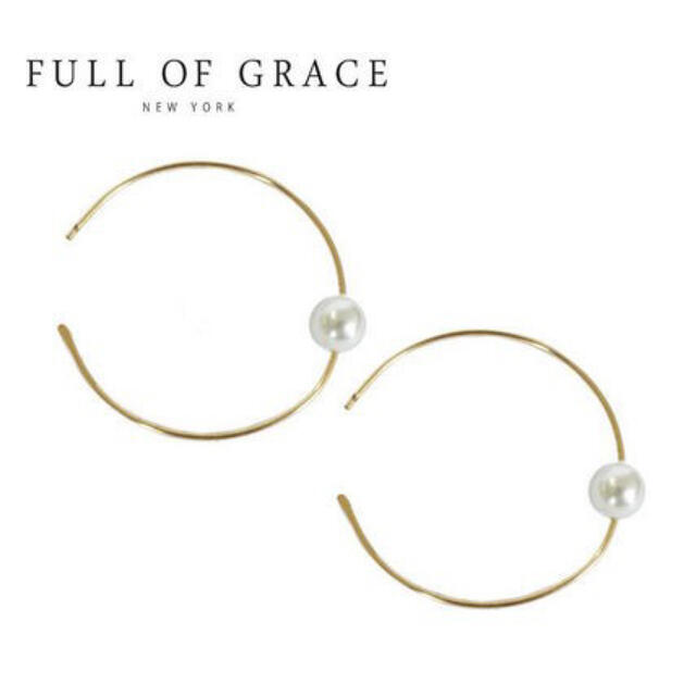 真鍮に14Kの金メッキ【最終値下げ】Full of grace パール フープピアス