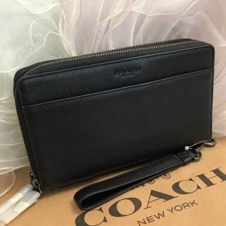 コーチ(COACH)の☆新品☆コーチ トラベルオーガナイザー レザー 黒(長財布)