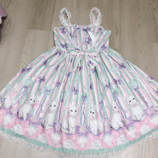 ひざ丈ワンピースAngelic Pretty flare cat JSK  ミント