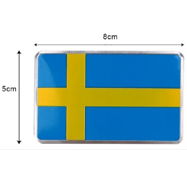 Volvo(ボルボ)のスウェーデン フラッグ アルミステッカー 国旗 ボルボ サーブ 北欧 自動車/バイクの自動車(車外アクセサリ)の商品写真