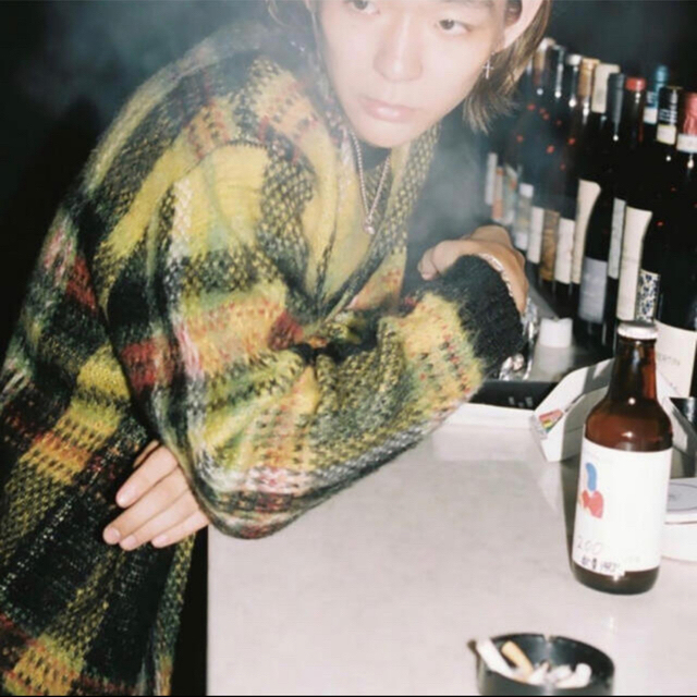 Supreme Brushed Plaid Sweater Mohair 黒メンズ