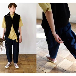 ヤエカ(YAECA)のunfil cotton denim wide tapered trousers(デニム/ジーンズ)