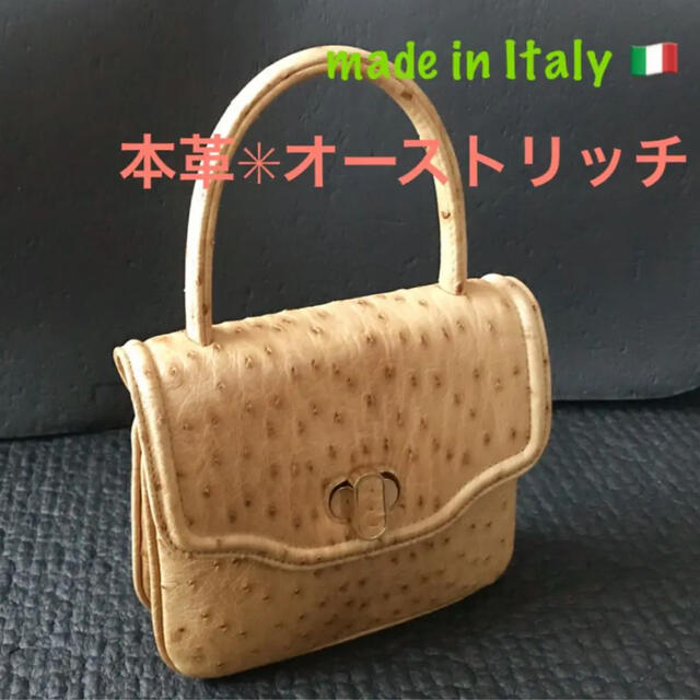 イタリアブランド　ヘルノ★本革　上質オーストリッチバッグ