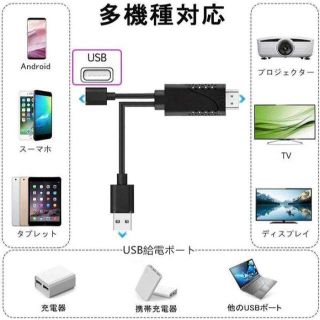 スマホの画面をTVなどの大画面で見ることができる変換ケーブル(スマートフォン本体)