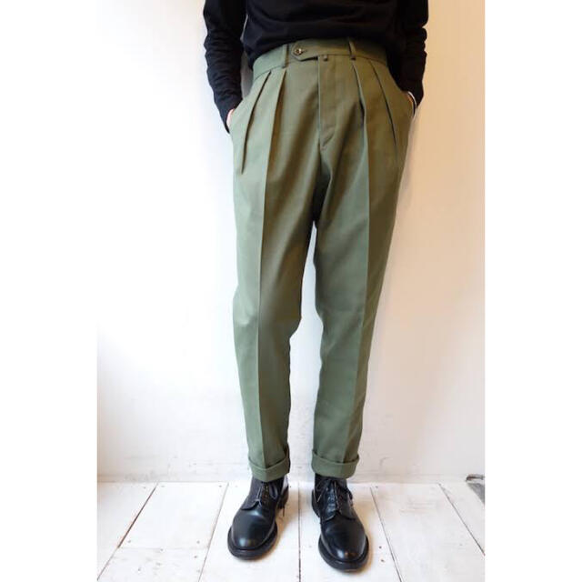 NEAT HOPSACK TAPERED OLIVE 2020 サイズ44