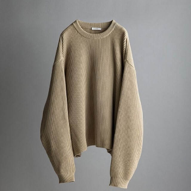 リドム　OVERSIZED 7G AZE KNIT　ベージュ　L