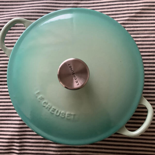 LE CREUSET(ルクルーゼ)の【専用 最後の1個】ルクルーゼ マルミット22センチ クールミント インテリア/住まい/日用品のキッチン/食器(鍋/フライパン)の商品写真