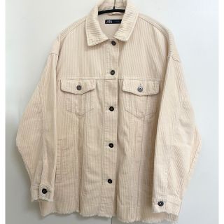 ザラ(ZARA)の【美品】ZARA（ザラ）コーデュロイシャツジャケット　Sサイズ　エクリュ(ブルゾン)