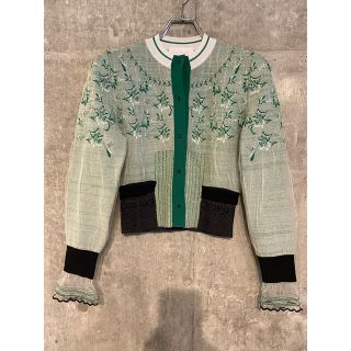 マメ(mame)のマメクロゴウチLayered Knit Jacquard Cardigan(カーディガン)