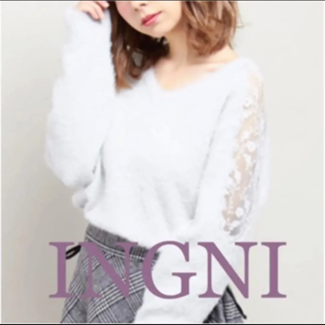 INGNI(イング)のINGNI＊肩レース　ニットトップス レディースのトップス(ニット/セーター)の商品写真