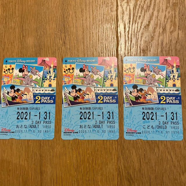 Disney(ディズニー)のディズニーリゾートライン　2daypass チケットの施設利用券(遊園地/テーマパーク)の商品写真
