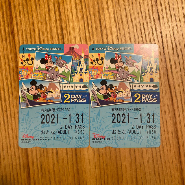 Disney(ディズニー)のディズニー リゾートライン おとな2枚 2daypass フリーパス チケットの施設利用券(遊園地/テーマパーク)の商品写真