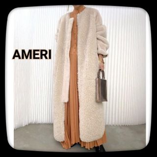 アメリヴィンテージ(Ameri VINTAGE)のAMERI アメリ　REVERSIBLE TWIN BOA COAT/ベージュ(ロングコート)