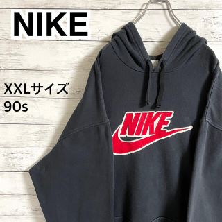 ナイキ(NIKE)の【激レア】ナイキNIKE☆刺繍ビッグロゴ　ビッグサイズ　ブラック　パーカー(パーカー)