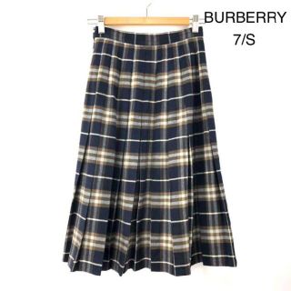 バーバリー(BURBERRY)のバーバリー BURBERRY プリーツスカート エレガント 紺 ベージュ S(ひざ丈スカート)